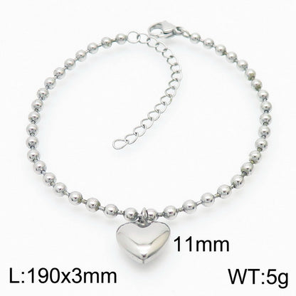 Casual Vacation Heart Shape Titanium Steel Plating 18k Gold Plated Bracelets Necklace