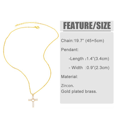 Elegant Streetwear Cross Heart Shape Copper 18k Gold Plated Zircon Pendant Necklace In Bulk