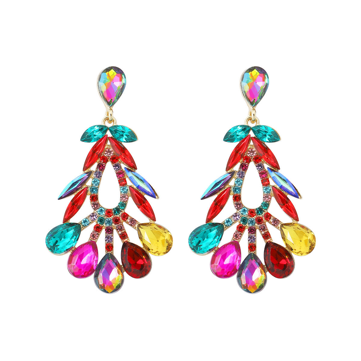 1 Pair Elegant Round Inlay Alloy Resin Rhinestones Drop Earrings