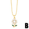 Simple Style Korean Style Cross Flower Copper 18k Gold Plated Zircon Pendant Necklace In Bulk