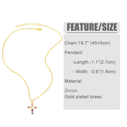 Simple Style Korean Style Cross Flower Copper 18k Gold Plated Zircon Pendant Necklace In Bulk