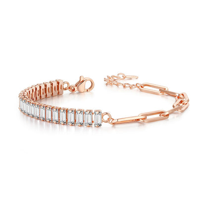 Lady Solid Color Copper Plating Inlay Zircon Gold Plated Bracelets