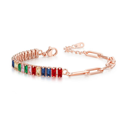 Lady Solid Color Copper Plating Inlay Zircon Gold Plated Bracelets