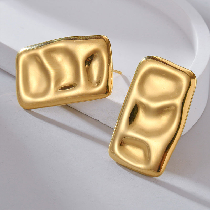 1 Pair Commute Solid Color Plating Stainless Steel 18k Gold Plated Ear Studs