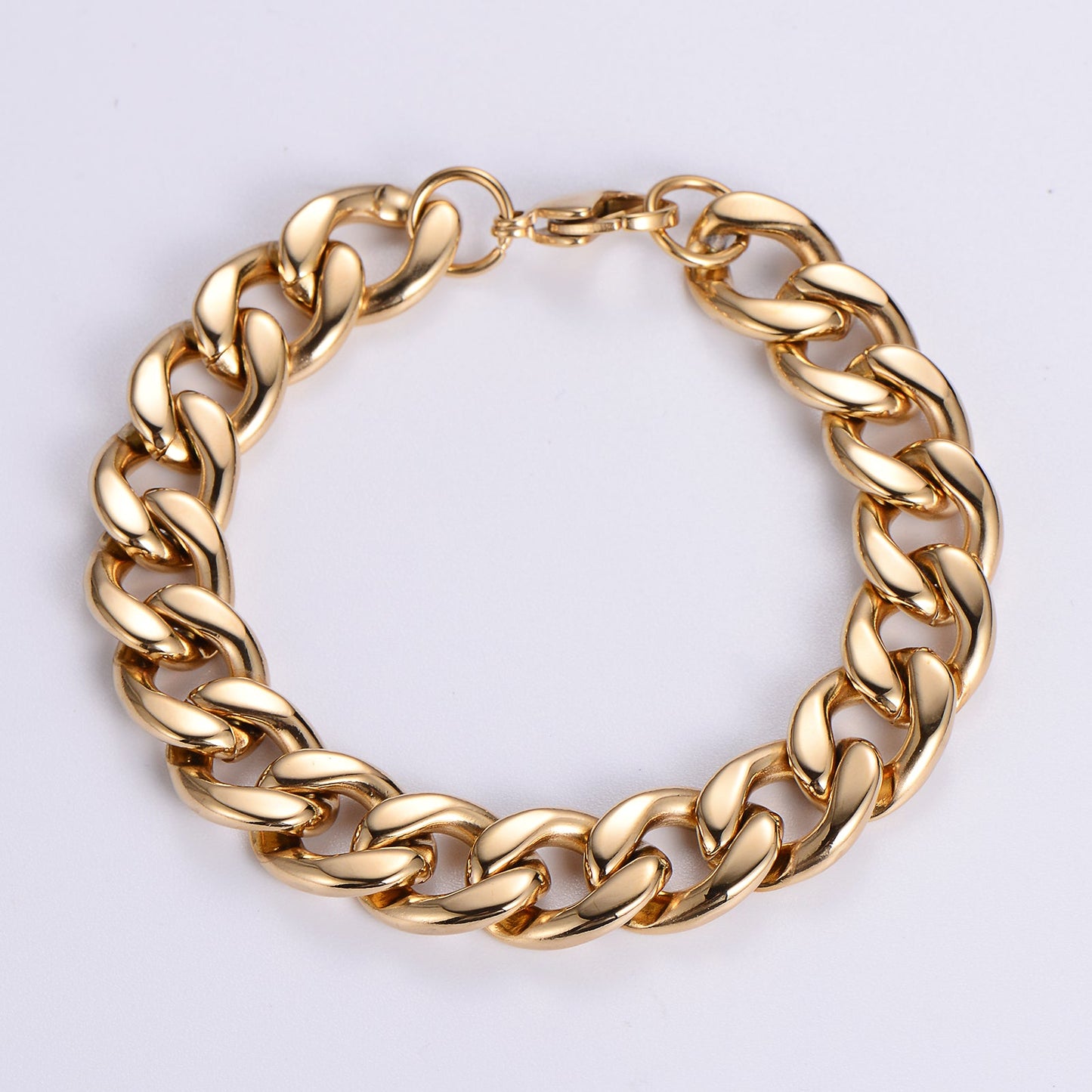 Hip-hop Rock Solid Color Stainless Steel Polishing Chain 18k Gold Plated Men's Bracelets