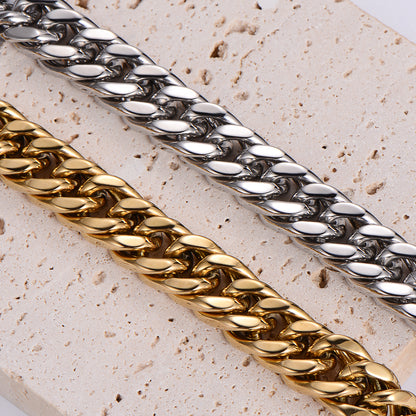 Hip-hop Rock Solid Color Stainless Steel Polishing Metal 18k Gold Plated Men's Bracelets