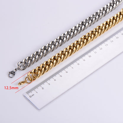 Hip-hop Rock Solid Color Stainless Steel Polishing Metal 18k Gold Plated Men's Bracelets