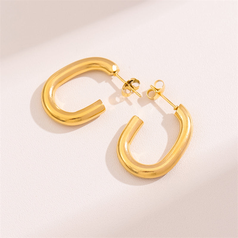 1 Pair Retro Simple Style Round Waves Plating Stainless Steel 18k Gold Plated Hoop Earrings