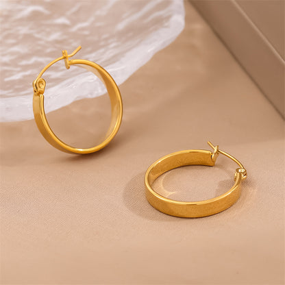 1 Pair Retro Simple Style C Shape Round Plating Stainless Steel 18k Gold Plated Hoop Earrings