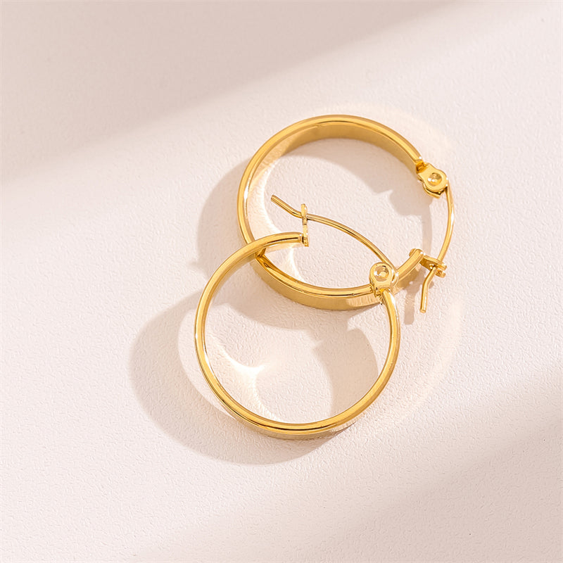 1 Pair Retro Simple Style C Shape Round Plating Stainless Steel 18k Gold Plated Hoop Earrings