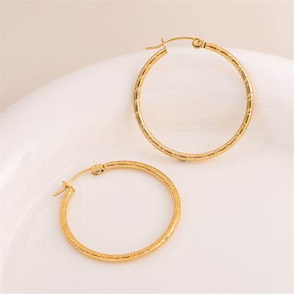 1 Pair Retro Simple Style C Shape Round Plating Stainless Steel 18k Gold Plated Hoop Earrings