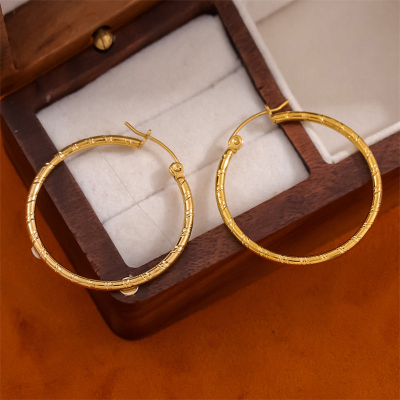 1 Pair Retro Simple Style C Shape Round Plating Stainless Steel 18k Gold Plated Hoop Earrings