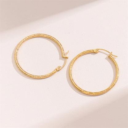 1 Pair Retro Simple Style C Shape Round Plating Stainless Steel 18k Gold Plated Hoop Earrings