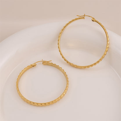 1 Pair Retro Simple Style C Shape Round Plating Stainless Steel 18k Gold Plated Hoop Earrings