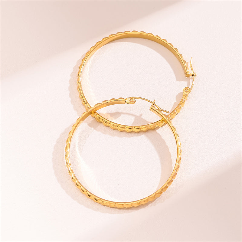 1 Pair Retro Simple Style C Shape Round Plating Stainless Steel 18k Gold Plated Hoop Earrings