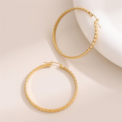 1 Pair Retro Simple Style C Shape Round Plating Stainless Steel 18k Gold Plated Hoop Earrings