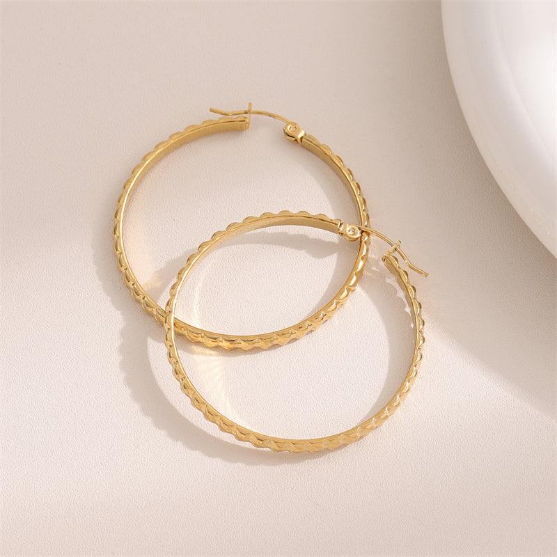 1 Pair Retro Simple Style C Shape Round Plating Stainless Steel 18k Gold Plated Hoop Earrings