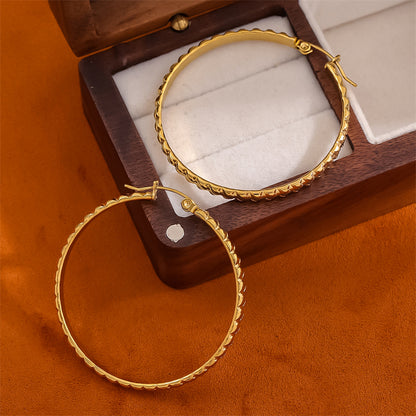 1 Pair Retro Simple Style C Shape Round Plating Stainless Steel 18k Gold Plated Hoop Earrings