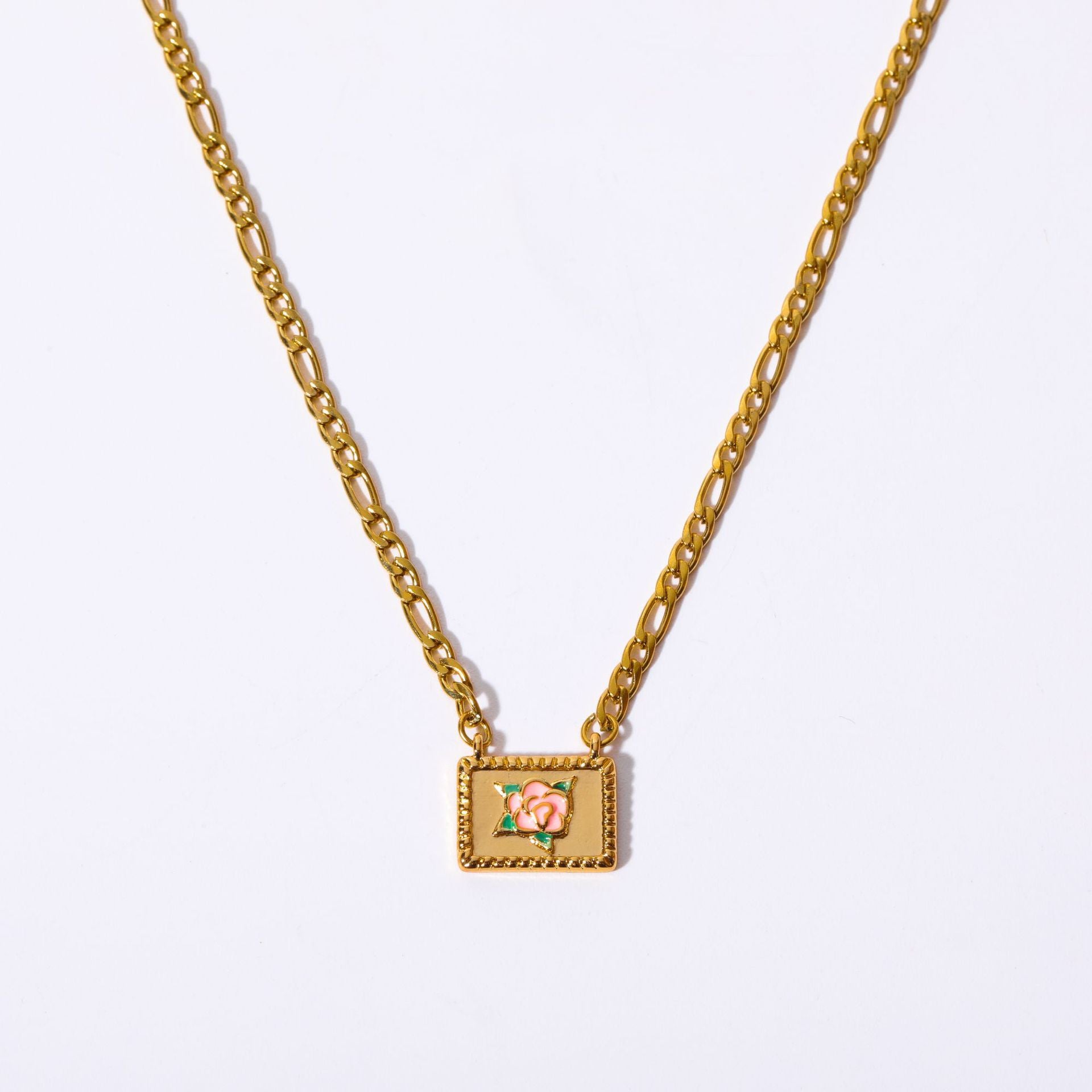 Elegant Retro Lady Rose Copper Gold Plated Pendant Necklace In Bulk