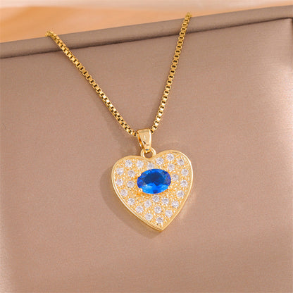 Elegant Simple Style Streetwear Heart Shape Flower Butterfly Stainless Steel Titanium Steel Plating Inlay Zircon 18k Gold Plated Pendant Necklace