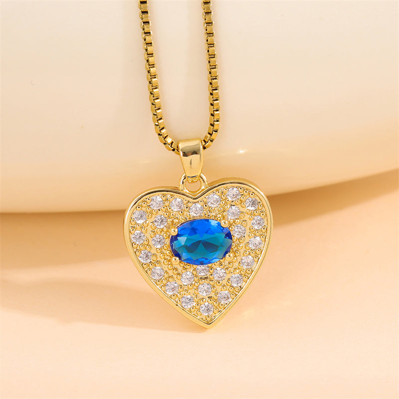 Elegant Simple Style Streetwear Heart Shape Flower Butterfly Stainless Steel Titanium Steel Plating Inlay Zircon 18k Gold Plated Pendant Necklace