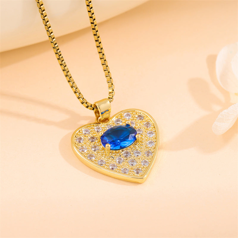 Elegant Simple Style Streetwear Heart Shape Flower Butterfly Stainless Steel Titanium Steel Plating Inlay Zircon 18k Gold Plated Pendant Necklace