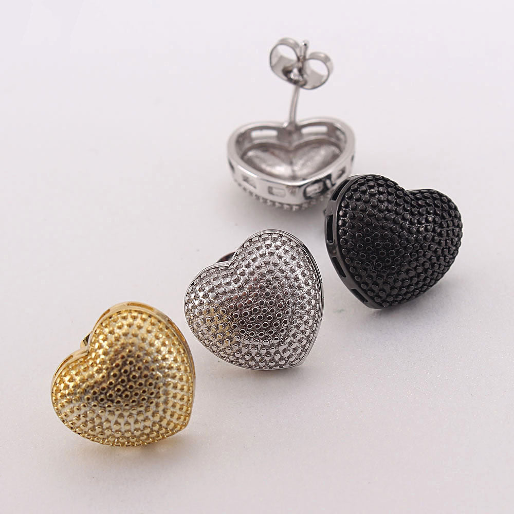 1 Pair Basic Simple Style Commute Heart Shape Plating Copper White Gold Plated Gold Plated Ear Studs