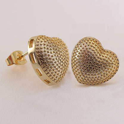 1 Pair Basic Simple Style Commute Heart Shape Plating Copper White Gold Plated Gold Plated Ear Studs