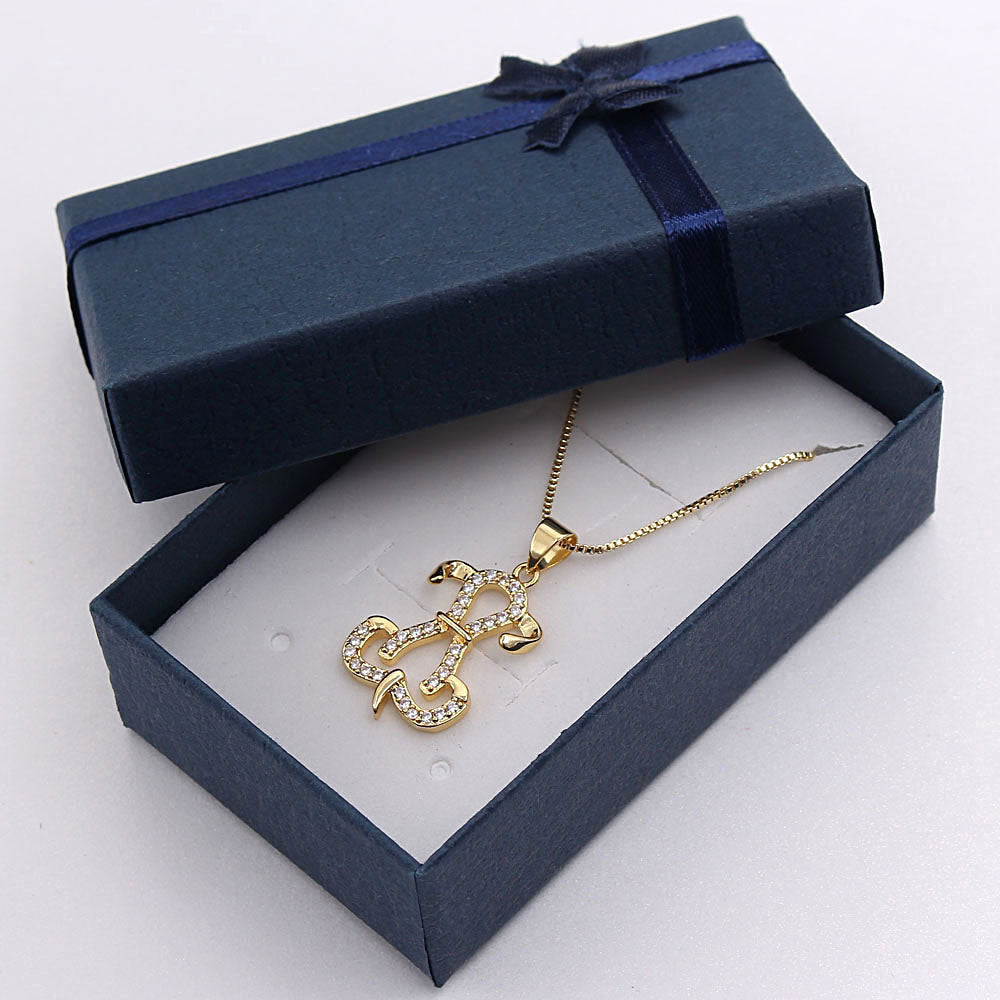 Ig Style Sweet Simple Style Animal Dog Cat Copper White Gold Plated Gold Plated Zircon Pendant Necklace In Bulk