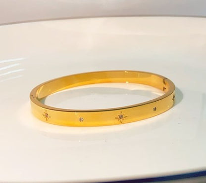 Commute Solid Color Titanium Steel Zircon Bangle In Bulk