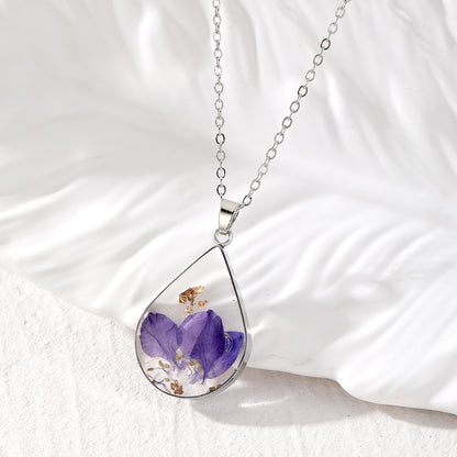 Casual Simple Style Water Droplets Alloy Resin Women's Pendant Necklace