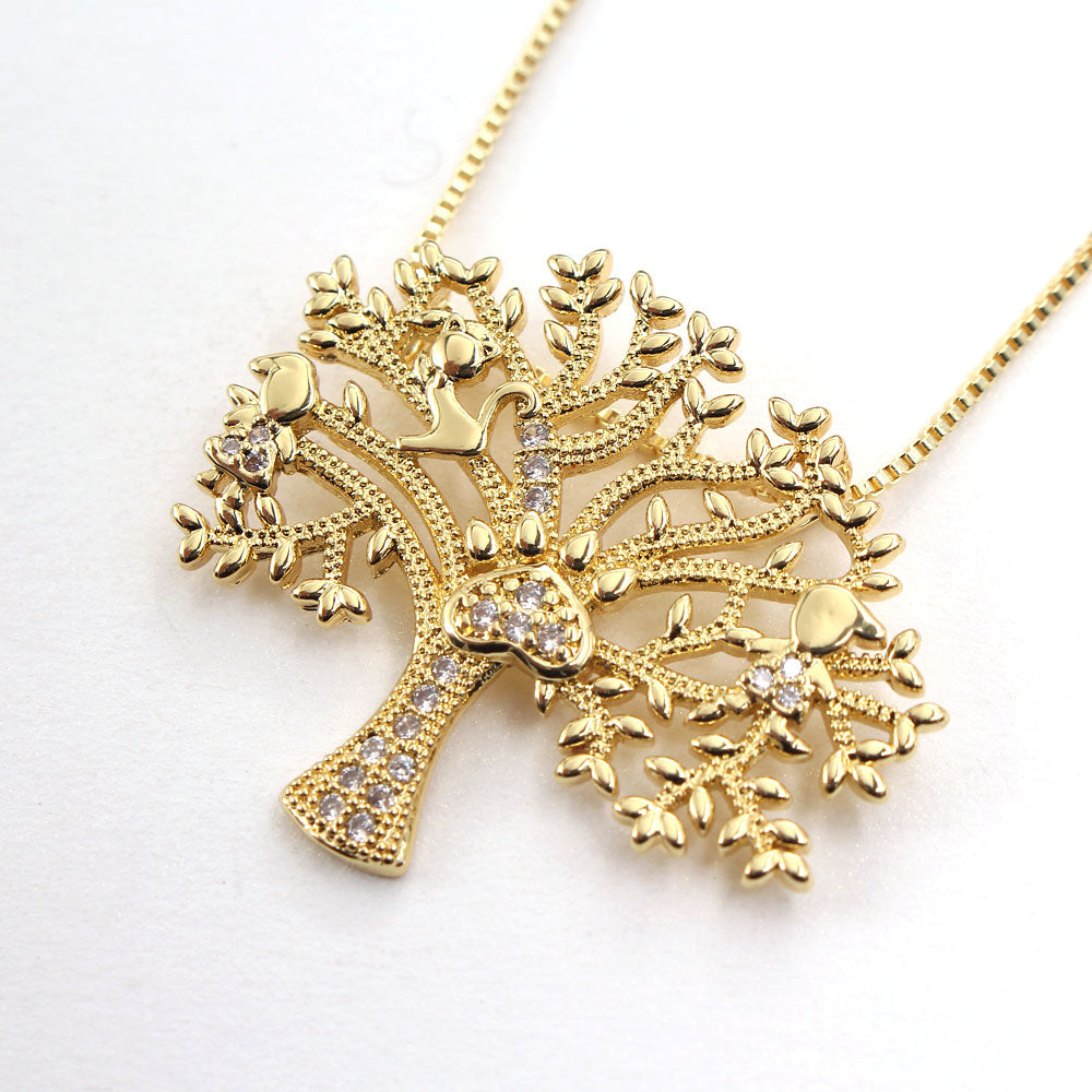 Ig Style Basic Streetwear Tree Copper Gold Plated Zircon Pendant Necklace In Bulk