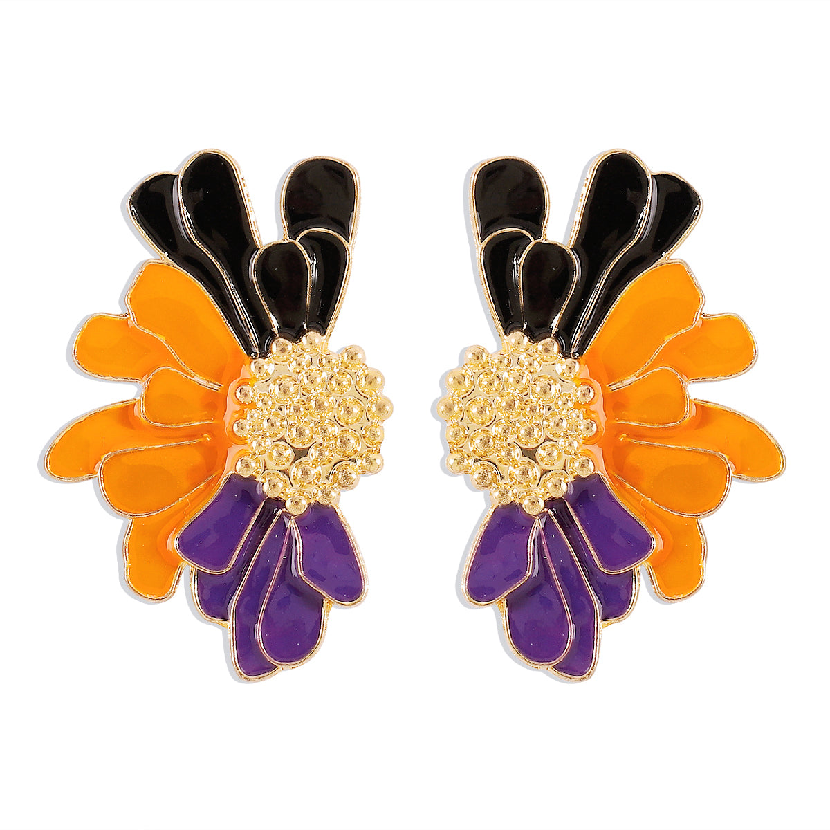 Elegant Vintage Style Sweet Flower Alloy Enamel Women'S Ear Studs