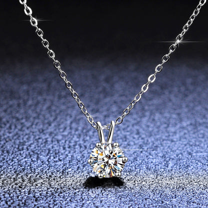 Elegant Lady Geometric Sterling Silver Gra Plating Inlay Moissanite Pendant Necklace