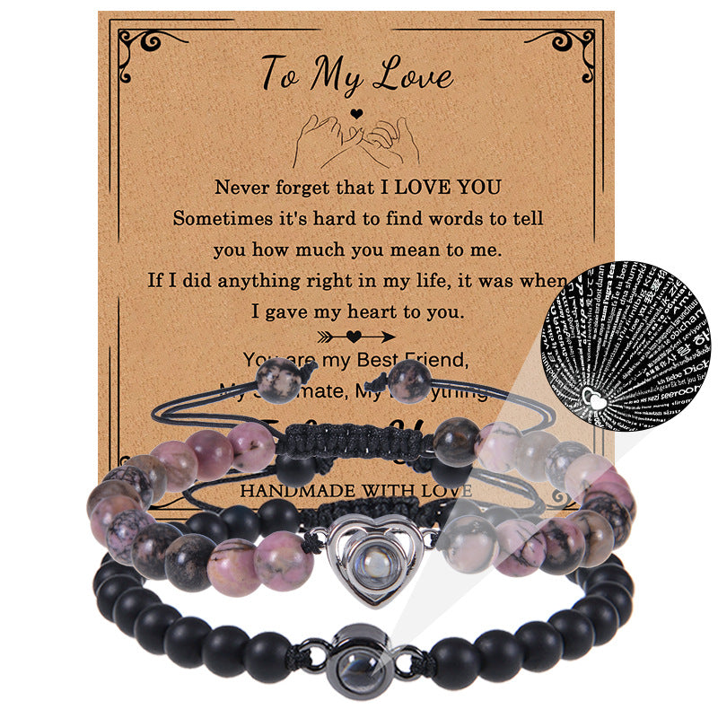 Romantic Heart Shape Natural Stone Drawstring Bracelets In Bulk