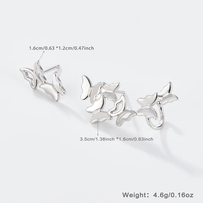 1 Pair Simple Style Classic Style Butterfly Plating Sterling Silver White Gold Plated Ear Studs