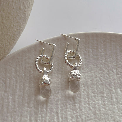 1 Pair Elegant Simple Style Water Droplets Tassel Plating Inlay Copper Artificial Crystal Drop Earrings