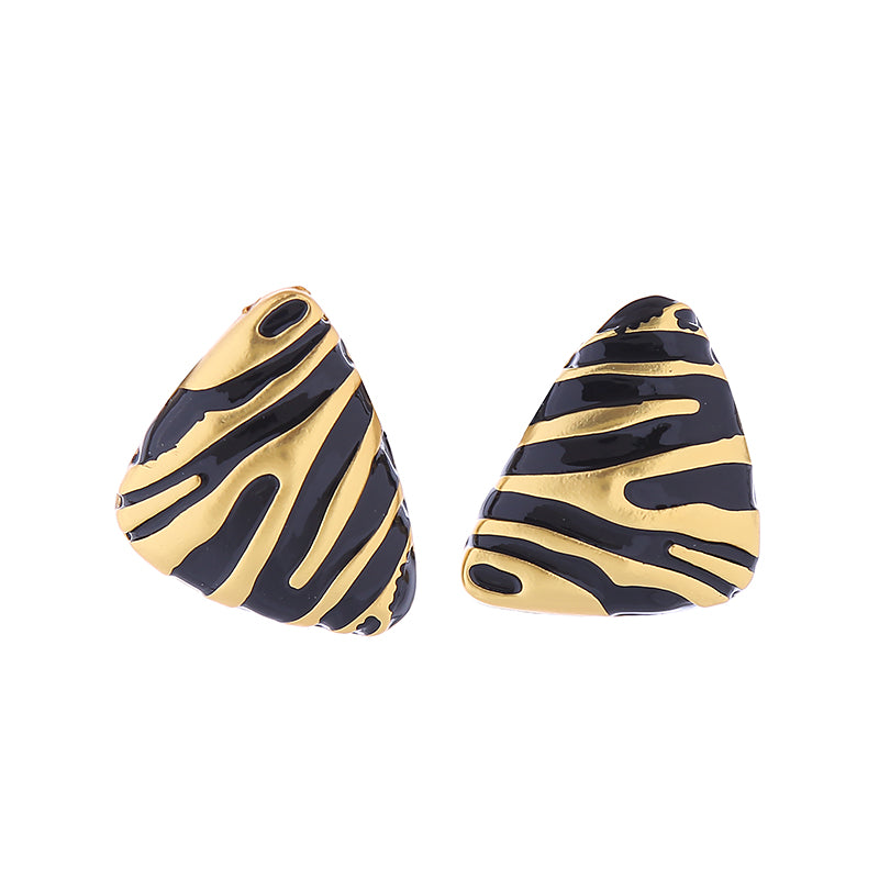 1 Pair Casual Zebra Stoving Varnish Plating Alloy Gold Plated Ear Studs