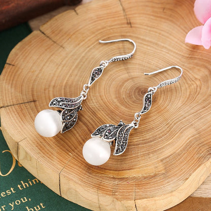 Vintage Alloy Hook Opal Ethnic Peacock Earrings Wholesale