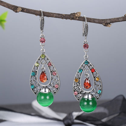 Vintage Alloy Hook Opal Ethnic Peacock Earrings Wholesale