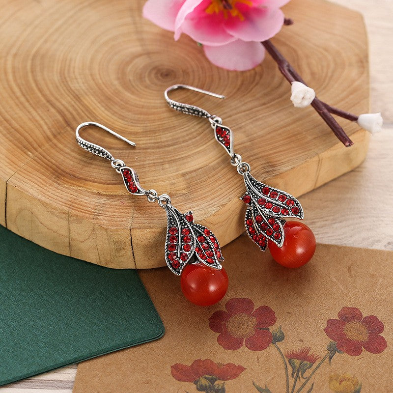 Vintage Alloy Hook Opal Ethnic Peacock Earrings Wholesale