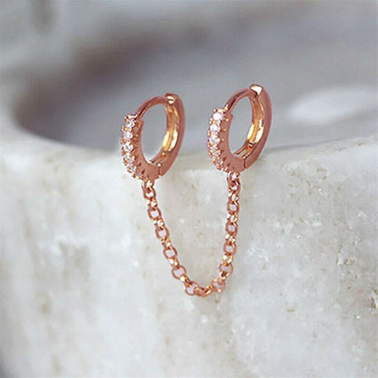 1 Piece Ig Style Round Tassel Inlay Copper Zircon Earrings