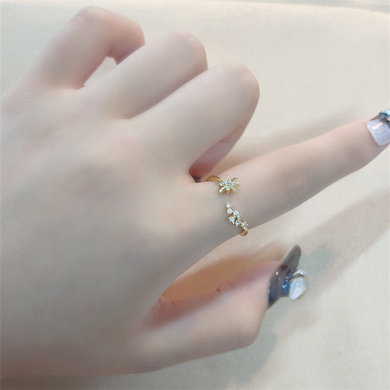 Casual Shiny Flower Butterfly Copper Zircon Open Rings In Bulk