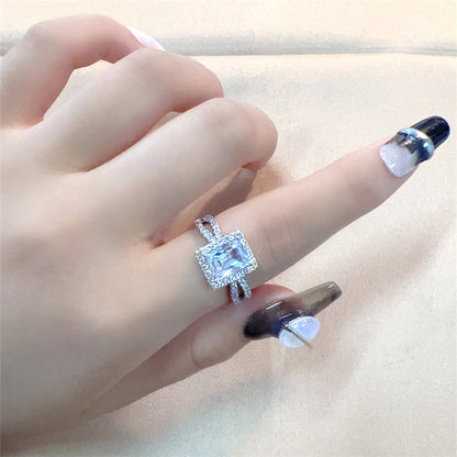 Casual Shiny Flower Butterfly Copper Zircon Open Rings In Bulk