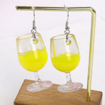 1 Pair Vacation Wine Glass Arylic Drop Earrings