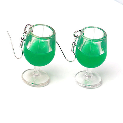 1 Pair Vacation Wine Glass Arylic Drop Earrings