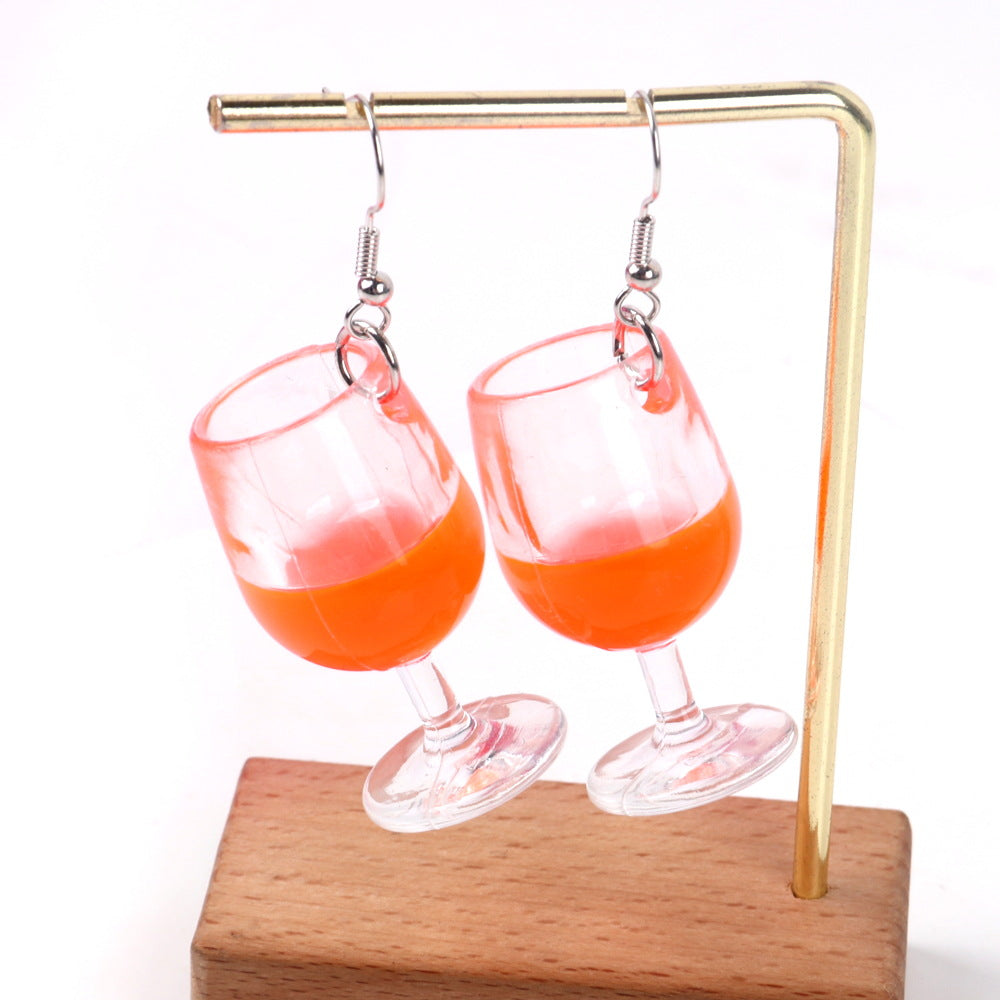 1 Pair Vacation Wine Glass Arylic Drop Earrings