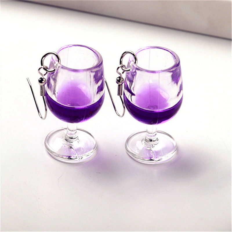 1 Pair Vacation Wine Glass Arylic Drop Earrings