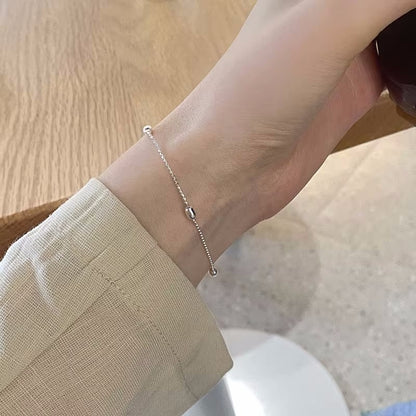 Simple Style Geometric Solid Color Sterling Silver Polishing Bracelets