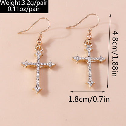 1 Pair Elegant Cross Inlay Zinc Alloy Artificial Gemstones Drop Earrings